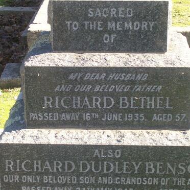 BETHEL Richard -1935 :: BENSON Richard Dudley -1948