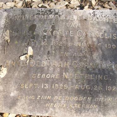 CORNELISSEN Giles de Korte 1829-1906 &amp; Anna Deborah NEETHLING 1829-1923
