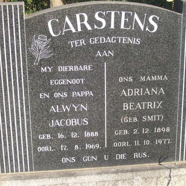 CARSTENS Alwyn Jacobus 1888-1969 &amp; Adriana Beatrix SMIT 1898-1977