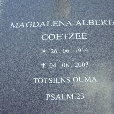 COETZEE Magdalena Alberta 1914-2003