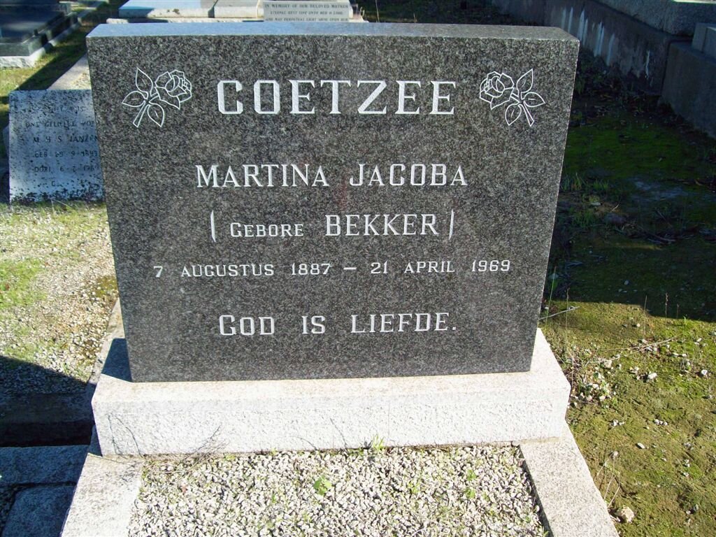 COETZEE Martina Jacoba nee BEKKER 1887-1969