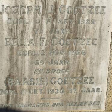COETZEE Jozeph -1929 &amp; Belia F. -1926 :: COETZEE Baasie -1930