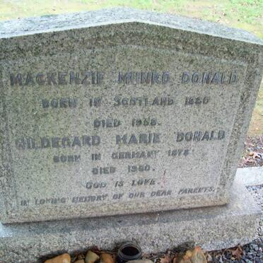 DONALD Mackenzie Munro 1820-1958 &amp; Gildegard Marie 1878-1960
