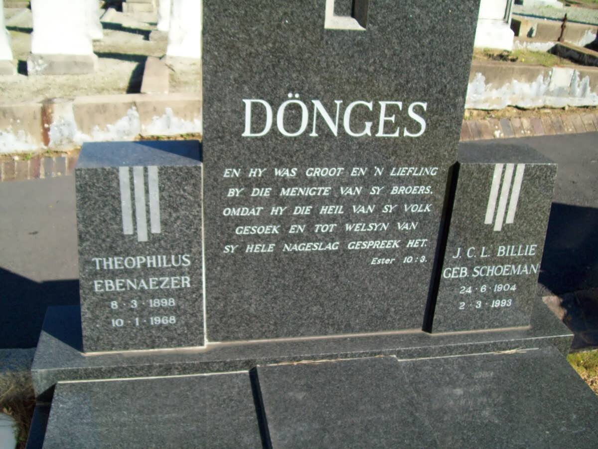 DONGES Theophilus Ebenaezer 1898-1968 &amp; J.C.L. SCHOEMAN 1904-1993