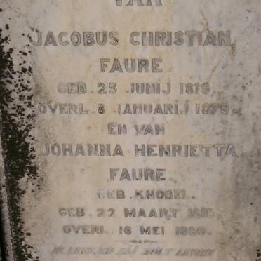 FAURE Jacobus Christian 1819-1879 &amp; Johanna Henrietta KNOBEL 1818-1880