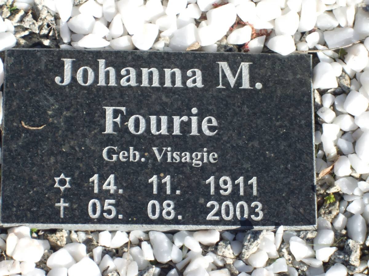 FOURIE Johanna M. nee VISAGIE 1911-2003