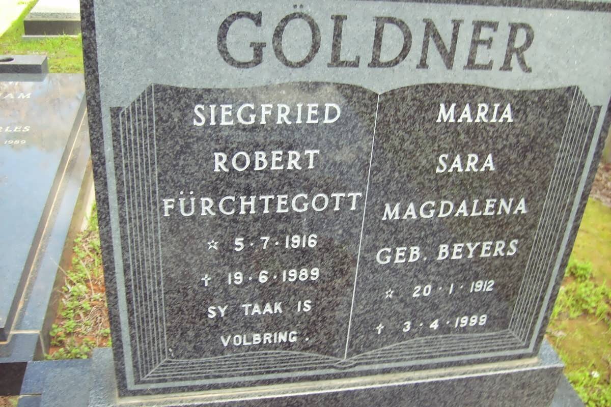 GOLDNER Siegfried Robert Fürchtegott 1916-1989 &amp; Maria Sar Magdalena BEYERS 1912-1999