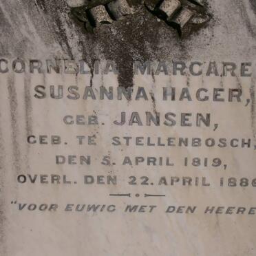 HAGER Cornelia Margareta Susanna nee JANSEN 1819-1886