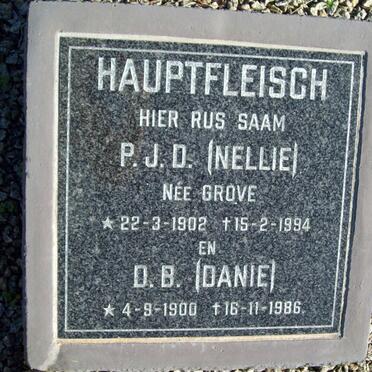 HAUPTFLEISCH P.J.D. nee GROVE 1902-1994 :: HAUPTFLEISCH D.B. 1900-1986