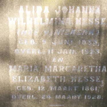HESSE Alida Johanna Wilhelmina nee V. NIEKERK 1833-1923 :: HESSE Maria Margaretha Elizabeth 1861-1928