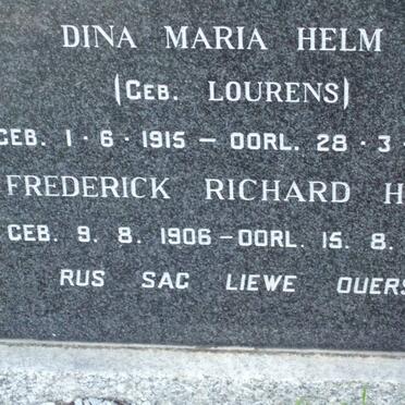 HELM Frederick Richard 1906-1982 &amp; Dina Maria LOURENS 1915-1968