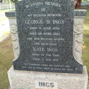 INGS George B. 1880-1953 &amp; Kate 1893-1971