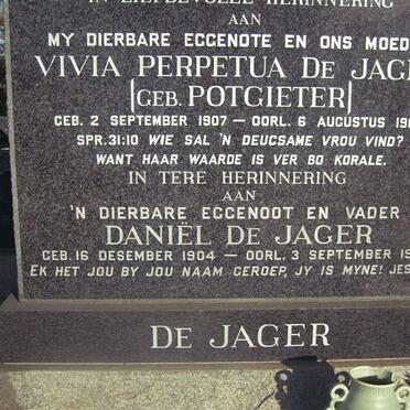 JAGER Daniel, de 1904-1980 &amp; Viva Perpetua POTGIETER 1907-1969