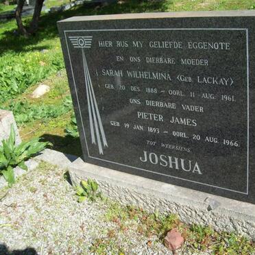JOSHUA Pieter James 1893-1966 &amp; Sarah Wilhelmina LACKAY 1888-1961