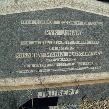 JOUBERT Ryk Johan 1883-1953 &amp; Susanna Maria Margaretha V.D. MERWE 1888-1956