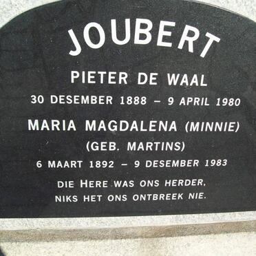JOUBERT Pieter de Waal 1888-1980 &amp; Maria Magdalena MARTINS 1892-1983