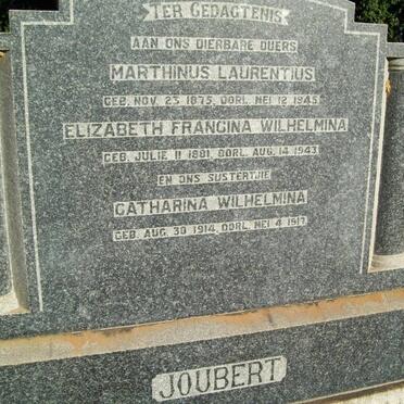 JOUBERT Marthinus Laurentius 1875-1945 &amp; Elizabeth Francina Wilhelmina 1881-1943 :: JOUBERT Catharina Wilhelmina 1914-1917