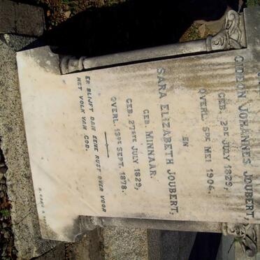 JOUBERT Gideon Johannes 1829-1904 &amp; Sara Elizabeth MINNAAR 1829-1878