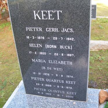 KEET Pieter G.J. 1876-1942 &amp; Helen BUCK 1900-1987