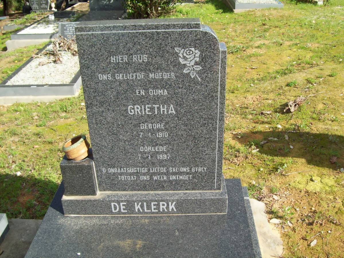 KLERK Grietha, de 1910-1997