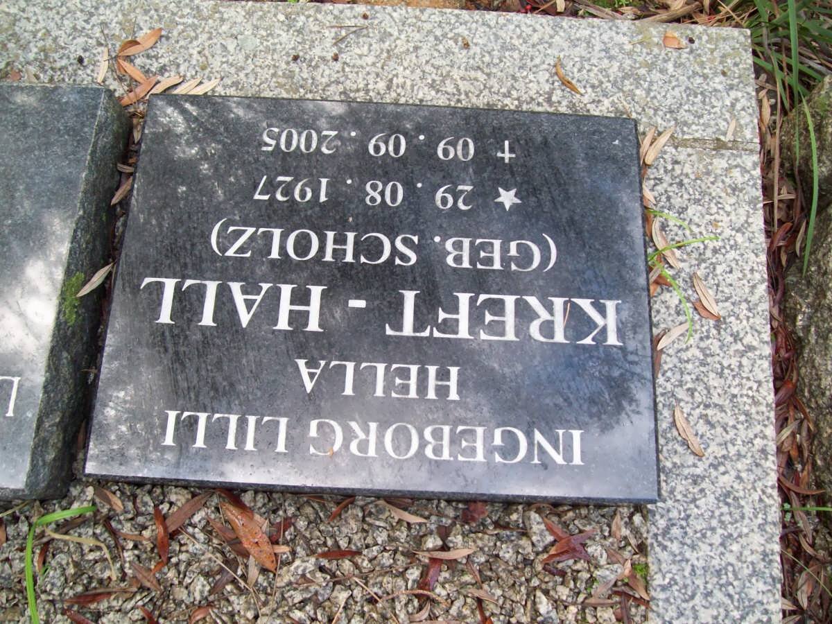 KREFT-HALL Ingeborg Lilli Hella nee SCHOLTZ 1927-2005