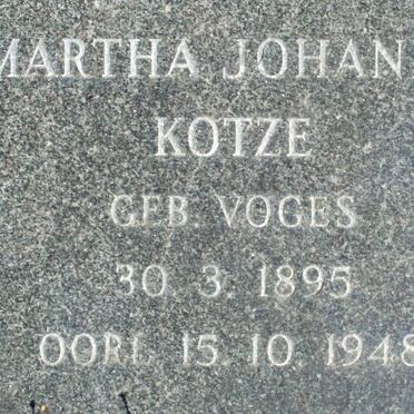 KOTZE Martha Johanna nee VOGES 1895-1948