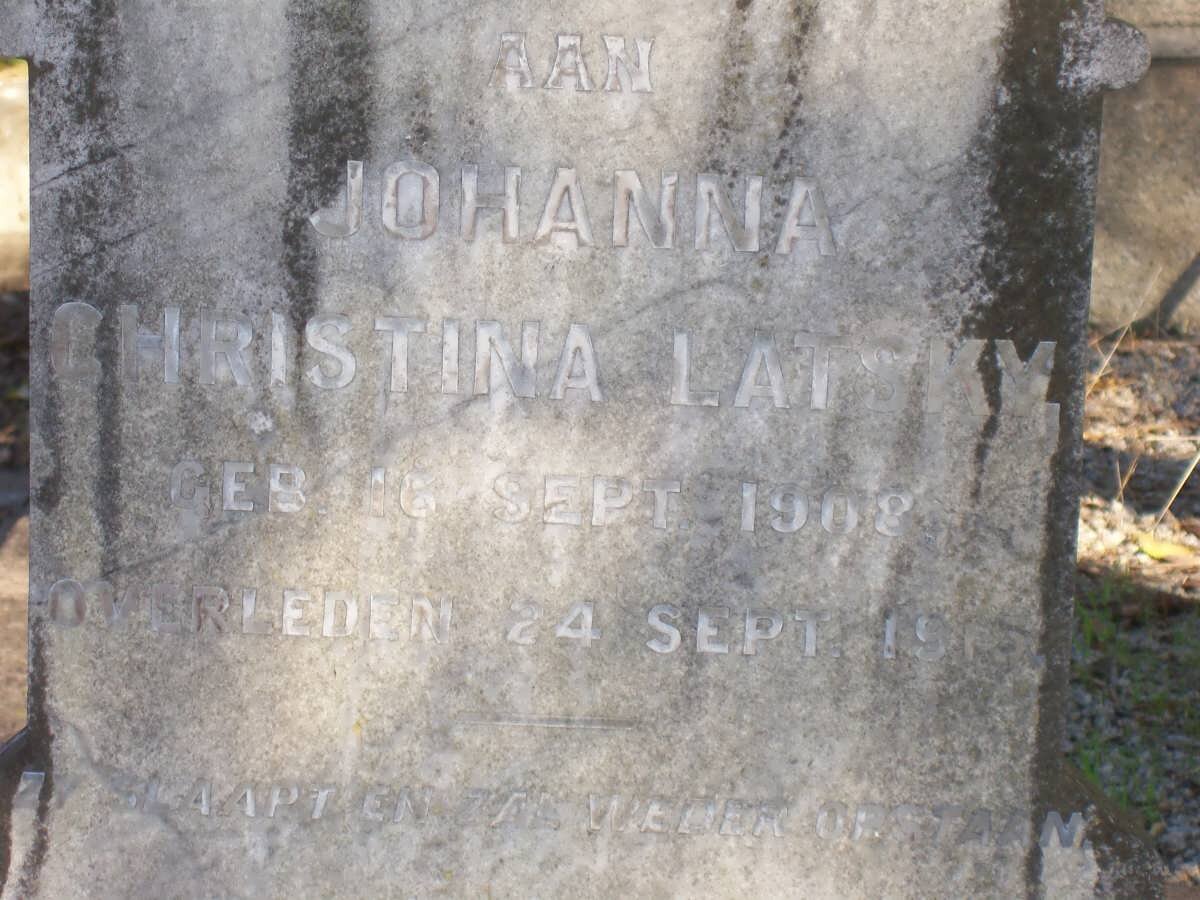 LATSKY Johanna Christina 1908-191?