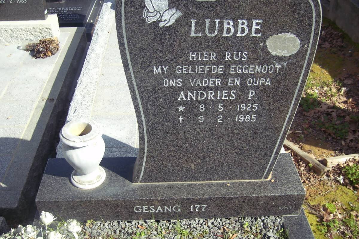 LUBBE Andries P. 1925-1985
