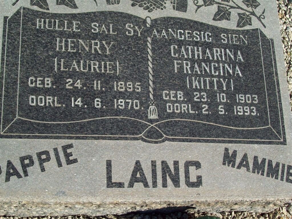 LAING Henry 1895-1970 &amp; Catharina Francina 1903-1993