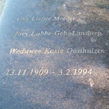 LUBBE Joey previously OOSTHUIZEN nee LANSBERG 1909-1994