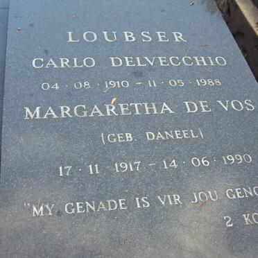 LOUBSER Carlo Delvecchio 1910-1988 &amp; Margaretha de Vos DANEEL 1917-1990