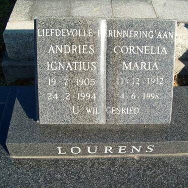 LOURENS Andries Ignatius 1905-1994 &amp; Cornelia Maria 1912-1998