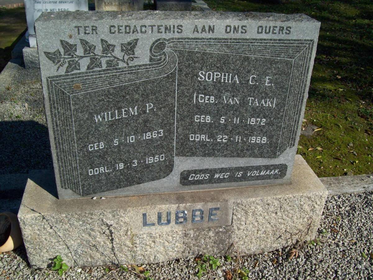 LUBBE Willem P. 1863-1950 &amp; Sophia C.E. VAN TAAK 1872-1968