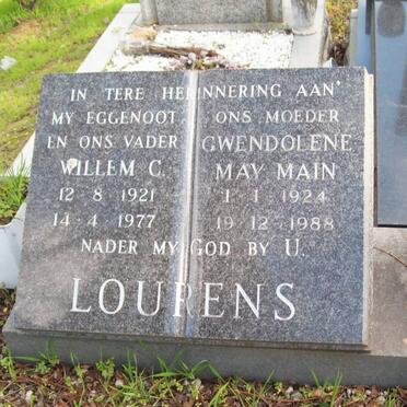 LOURENS Willem C. 1921-1977 &amp; Gwendolene May Main 1924-1988