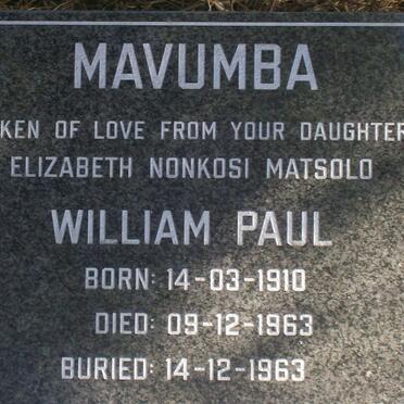 MAVUMBA William Paul 1910-1963