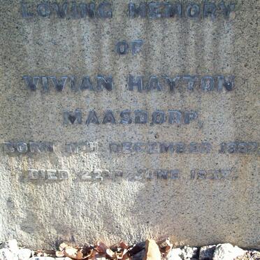 MAASDORP Vivian Hayton 1887-1937