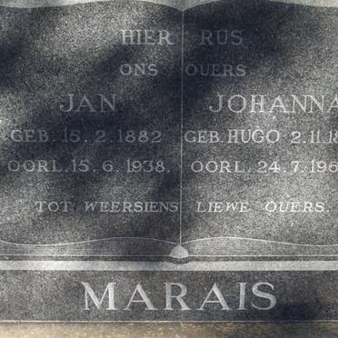 MARAIS Jan 1882-1938 &amp; Johanna HUGO 1879-1962