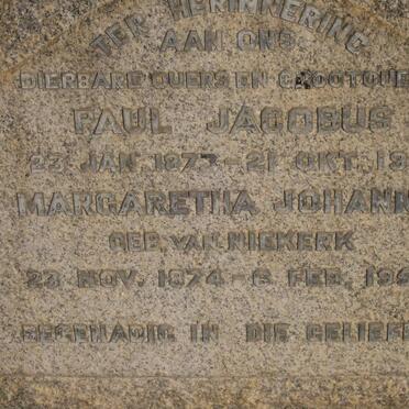 MARAIS Paul Jacobus 1873-1961 &amp; Margaretha Johanna VAN NIEKERK 1874-1953