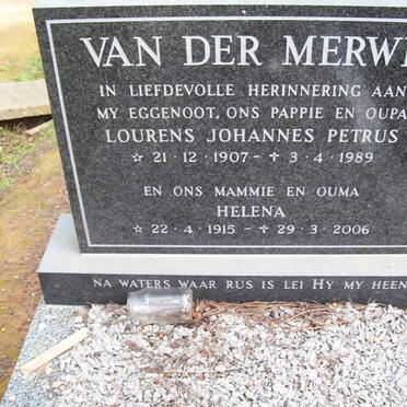 MERWE Lourens Johannes Petrus, van der 1907-1989 &amp; Helena 1915-2006
