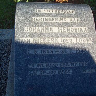 NIEKERK Johanna Hendrika, van nee LOUW 1855-1948
