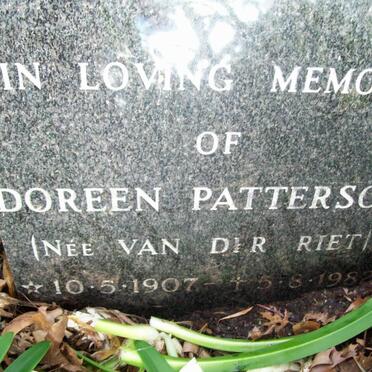 PATTERSON Doreen nee VAN DER RIET 1907-1982