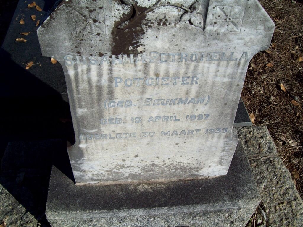 POTGIETER Susanna Petronella nee BEUKMAN 1897-1935