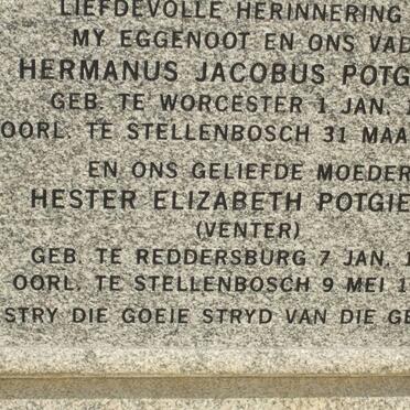 POTGIETER Hermanus Jacobus 1905-1983 &amp; Hester Elizabeth VENTER 1914-1985