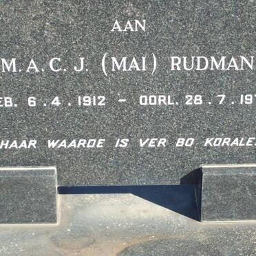 RUDMAN M.A.C.J. 1912-1972