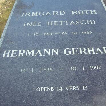 ROTH Hermann Gerhard 1906-1997 &amp; Irmgard HETTASCH 1931-1989