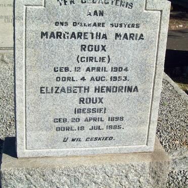 ROUX Margaretha Maria 1904-1953 :: ROUX Elizabeth Hendrina 1898-1985