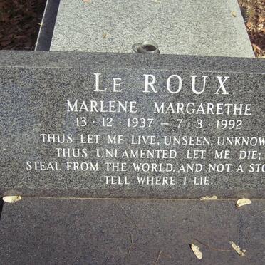 ROUX Marlene Margarethe, le 1937-1992