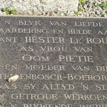 ROUX Petrus Jacobus, le 1882-1980 &amp; Hester Helena BURGER 1881-1957