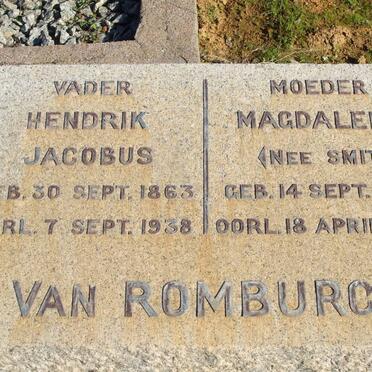 ROMBURGH Hendrik Jacobus, van 1863-1938 &amp; Magdalena SMIT 1865-1954