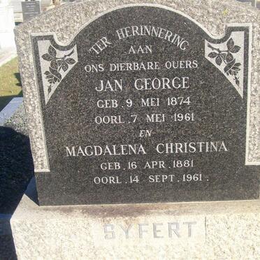 SYFERT Jan George 1874-1961 &amp; Magdalena Christina 1881-1961
